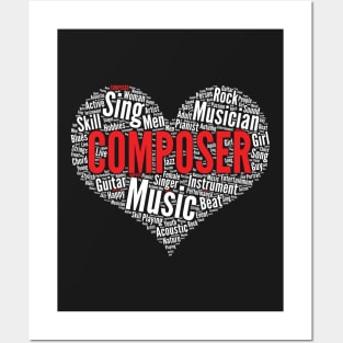 Classical Music Composer Heart Shape Word Cloud Design product Posters and Art